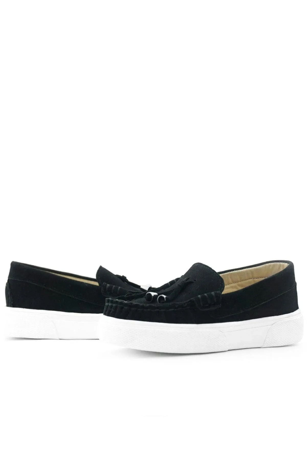 Siyah Süet Ekstra Hafif Çocuk Makosen Ayakkabı