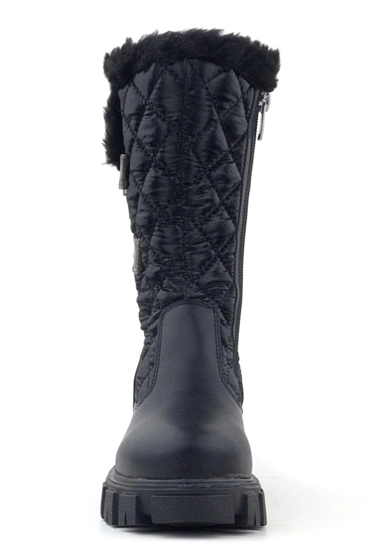 Siyah Uzun Fermuarlı Kurdeleli Kız Çocuk Yağmur Çizmesi