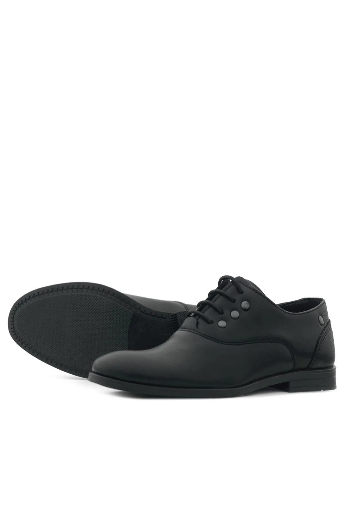 Smokin Siyah Mat Bağcıklı Metal Detaylı Çocuk Klasik Ayakkabısı