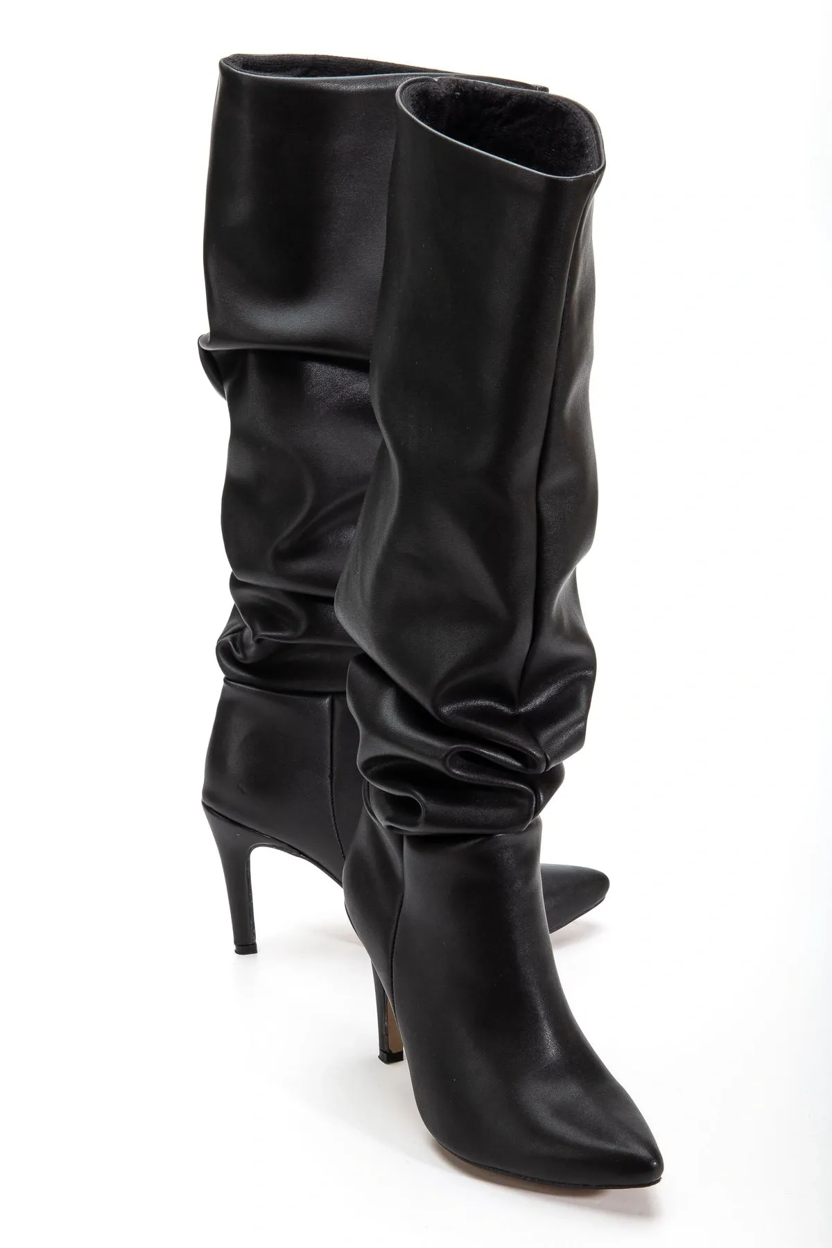 Syt-2003  Siyah Körüklü İnce Topuklu Günlük Bayan Çizme