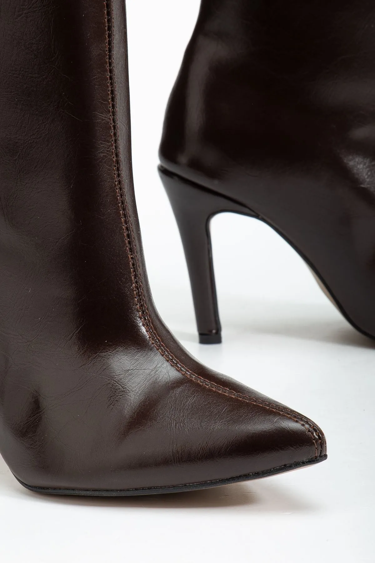 Syt-2004 Kahve Kırışık Rugan Günlük Bayan Çizme