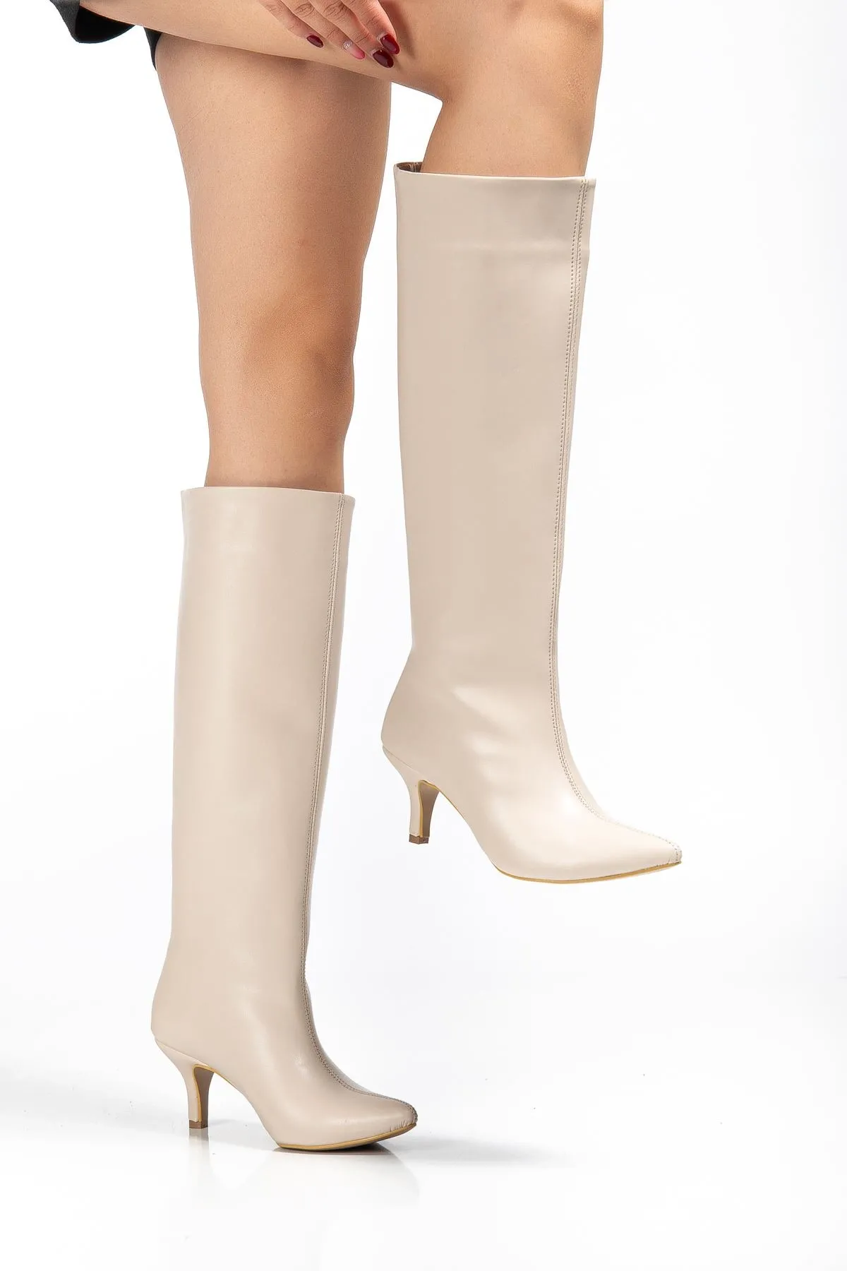 Syt-2025 Bej Cilt Günlük Kadın Çizme