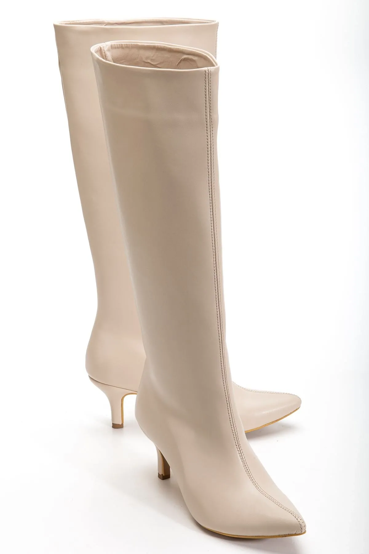 Syt-2025 Bej Cilt Günlük Kadın Çizme