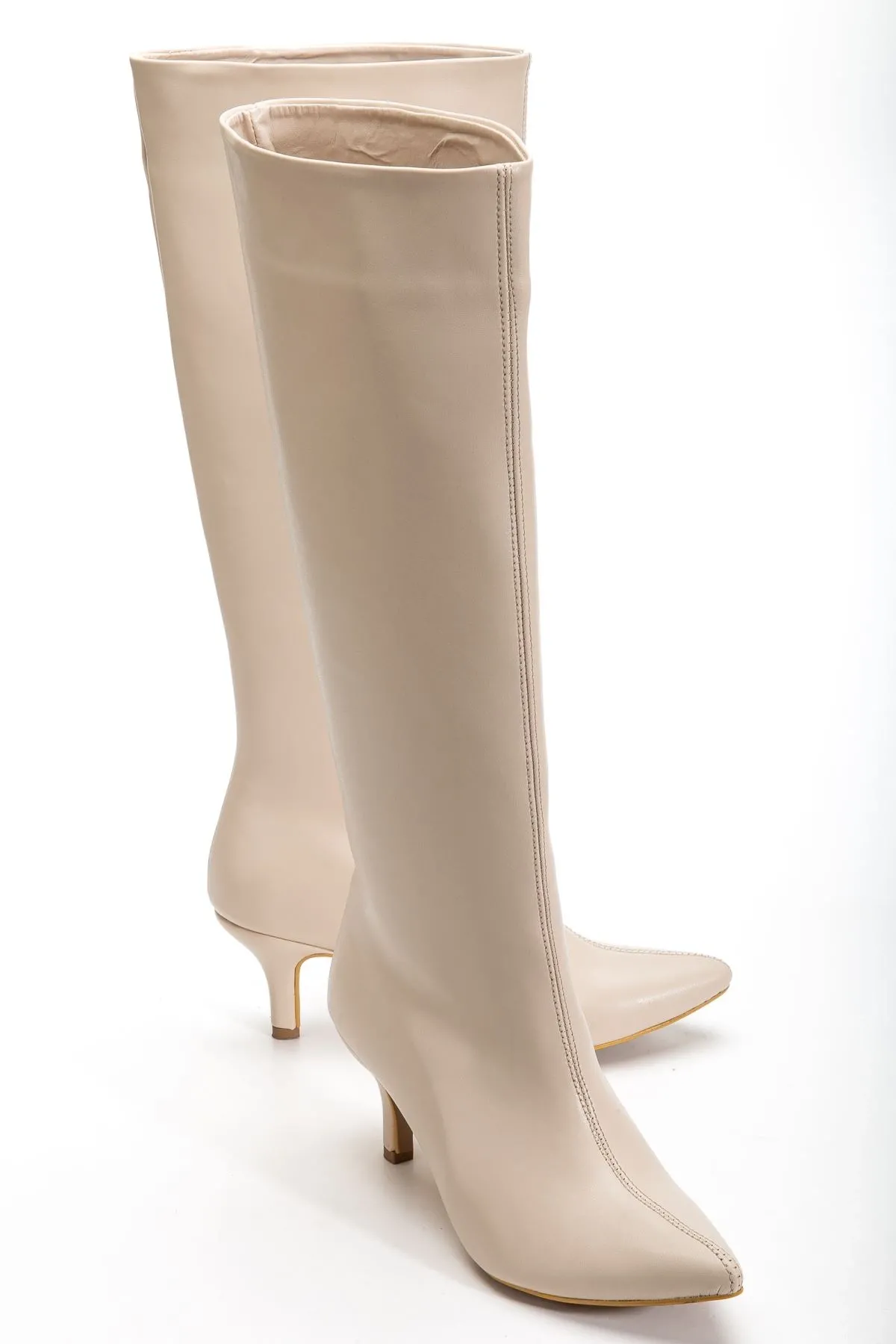 Syt-2025 Bej Cilt Günlük Kadın Çizme