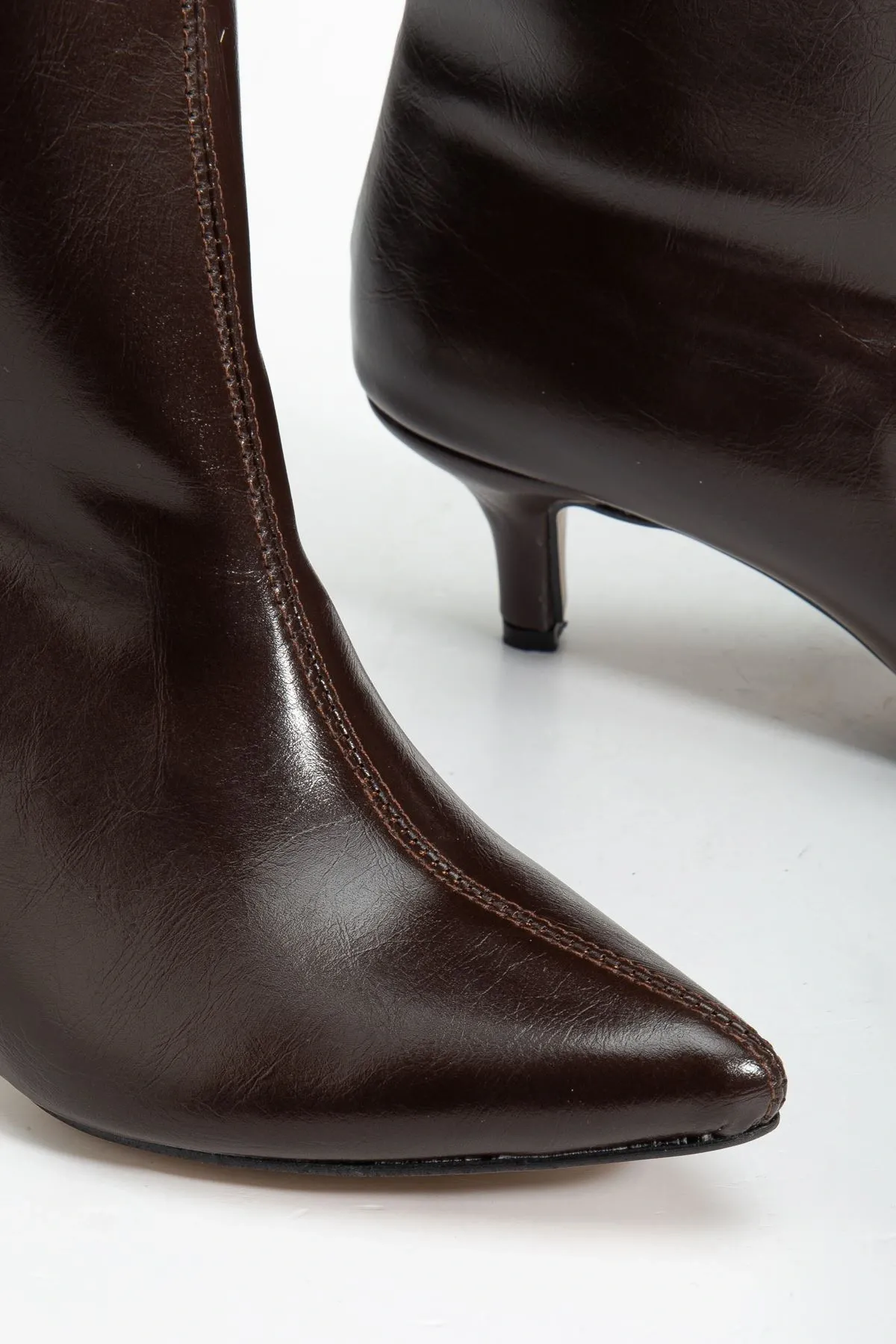 Syt-2025 Kahve Kırışık Rugan Günlük Kadın Çizme