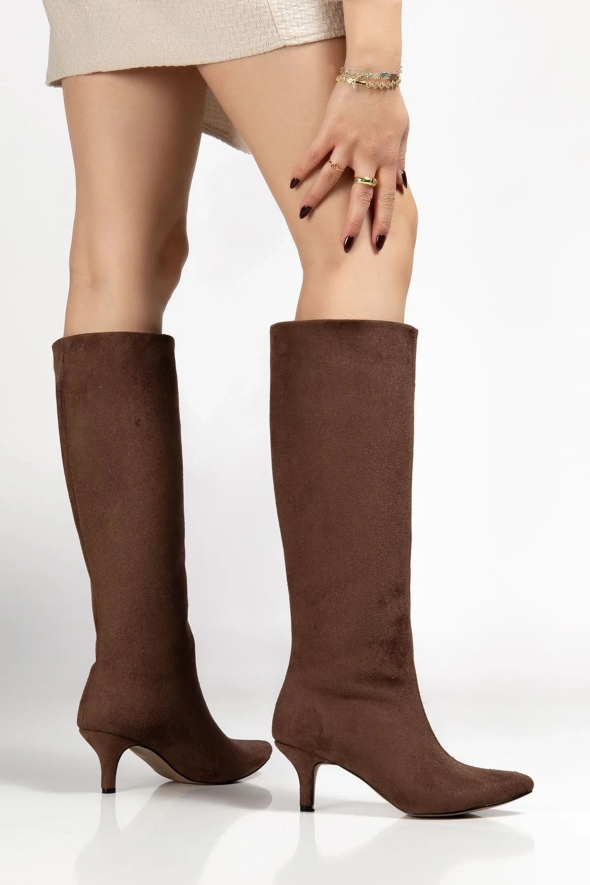 Syt-2025 Kahve Süet Günlük Kadın Çizme