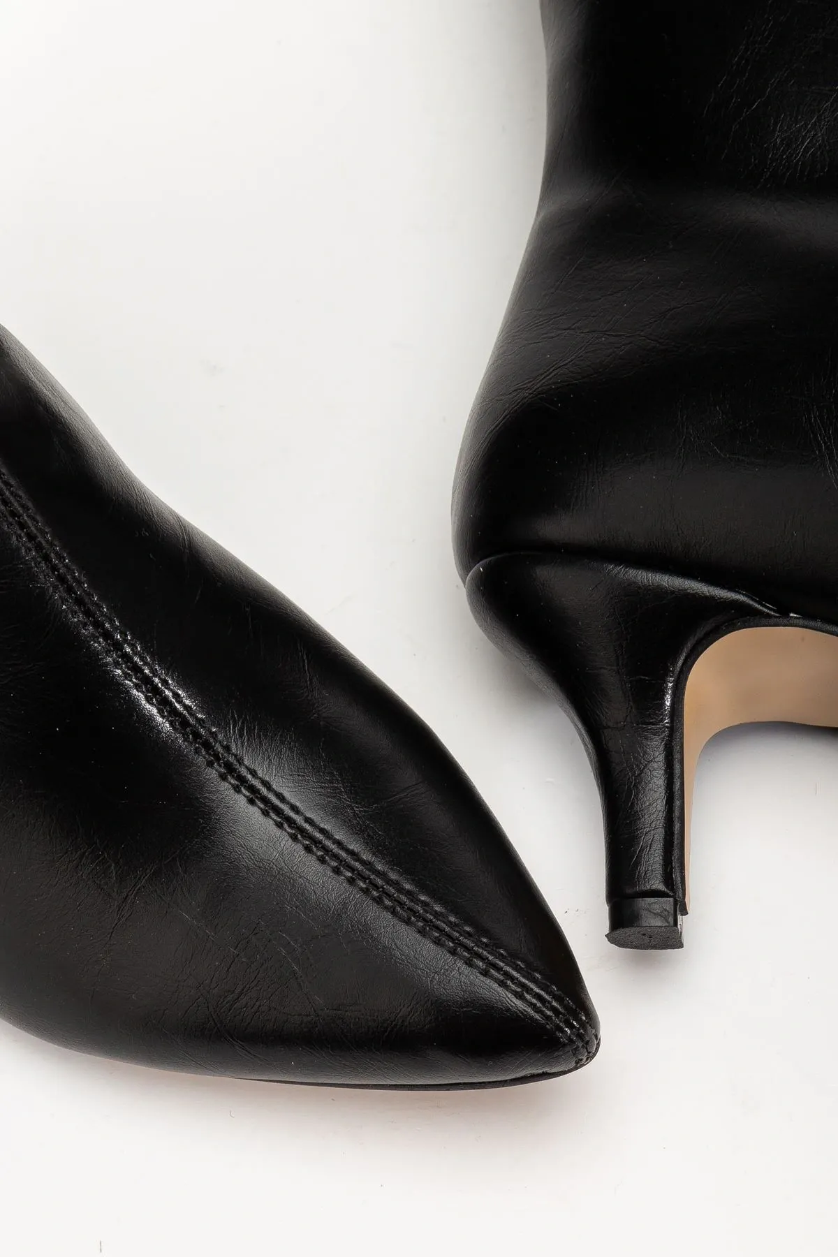 Syt-2025 Siyah Kırışık Rugan Günlük Kadın Çizme