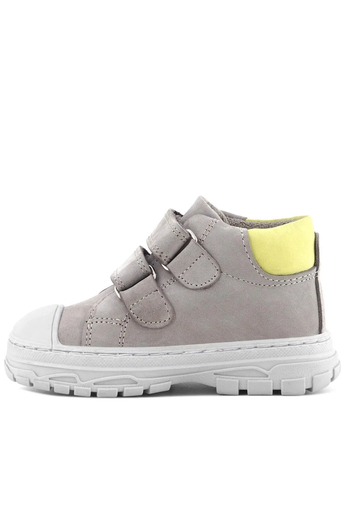 Tails Hakiki Deri Gri Sarı Cırtlı Çocuk Spor Bot