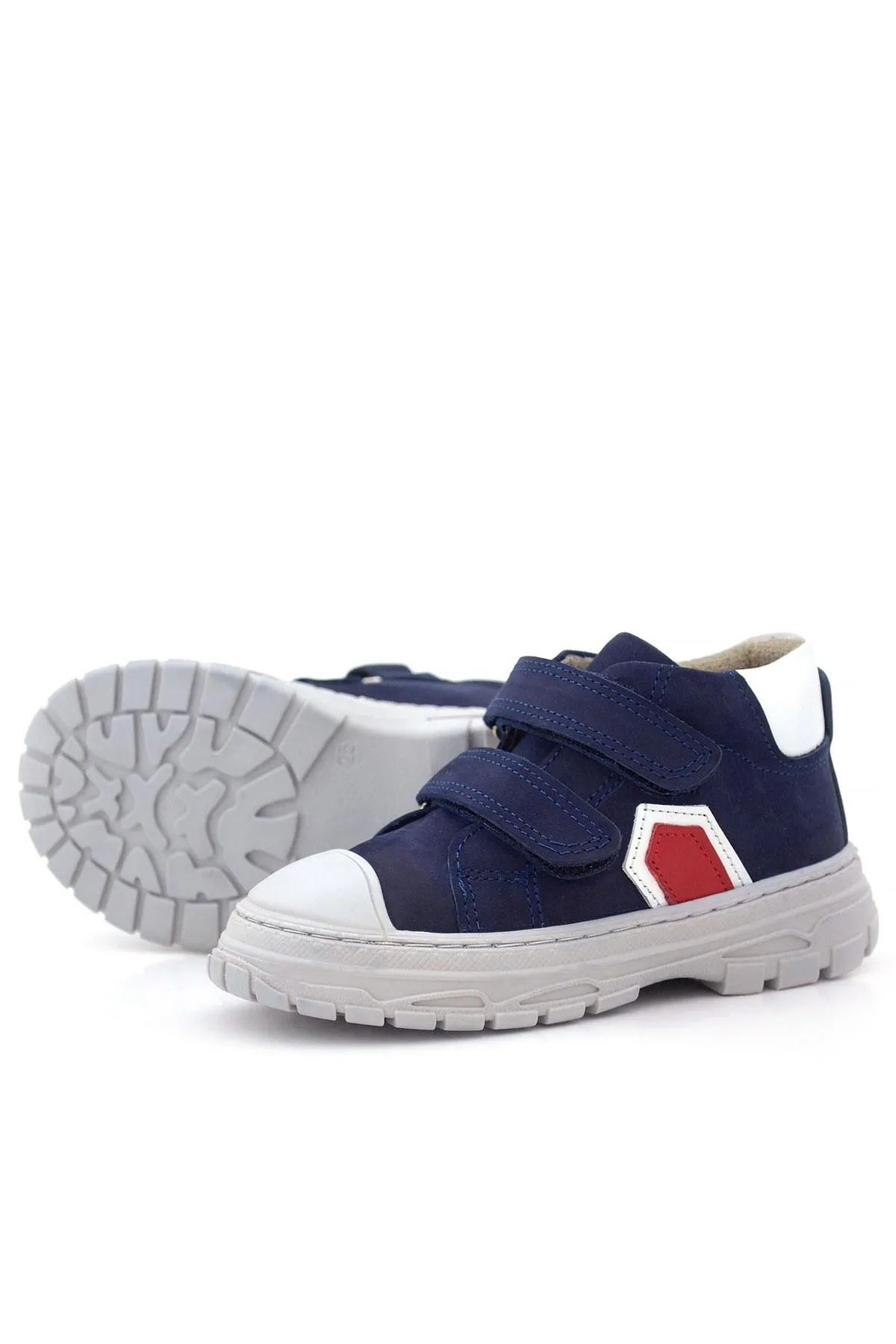 Tails Hakiki Deri Lacivert Kırmızı Cırtlı Çocuk Spor Bot