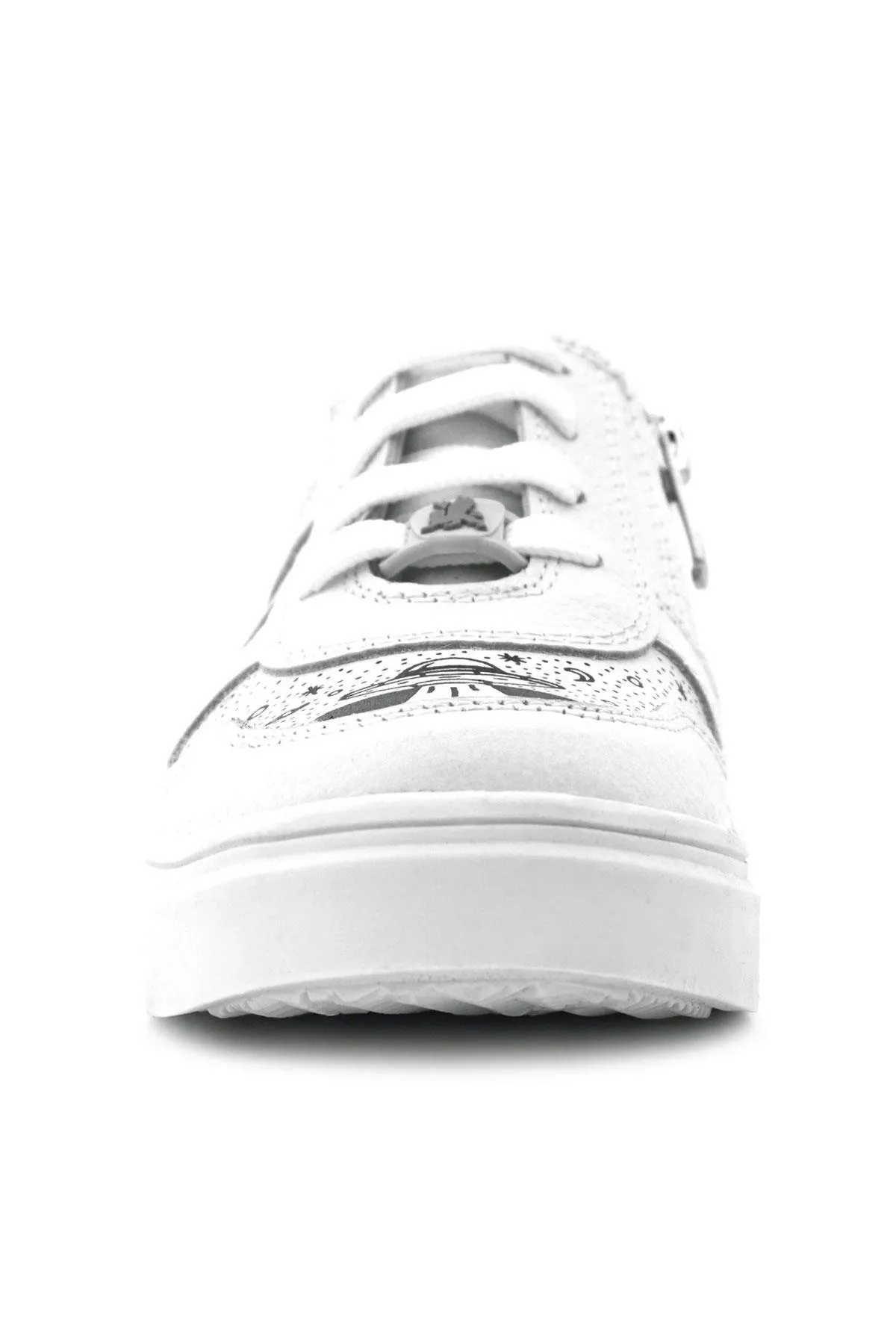 Tbons Özel Tasarım Hakiki Deri Beyaz Bağcıklı Fermuarlı Çocuk Ayakkabı