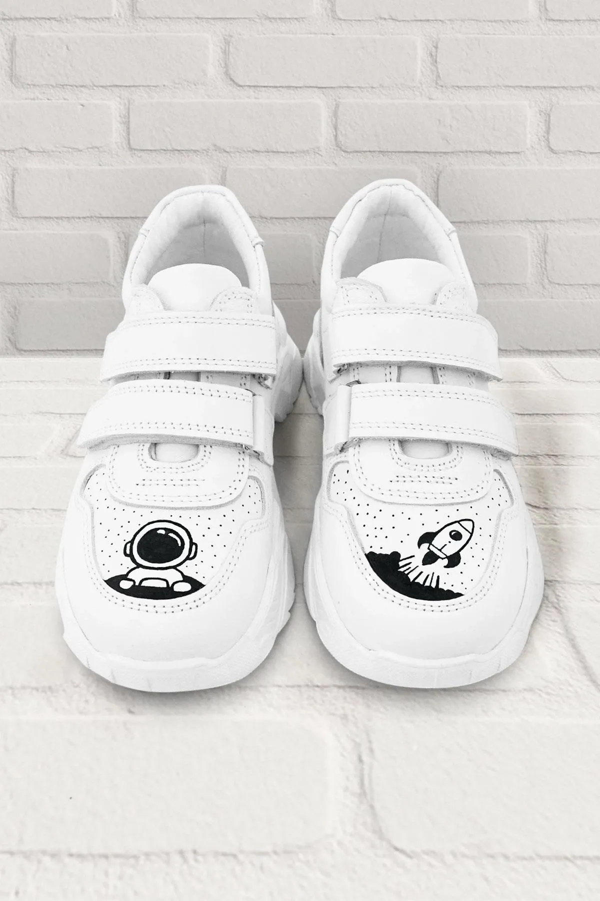 Tbons Özel Tasarım Hakiki Deri Beyaz Kız Çocuk Sneakers Ayakkabı