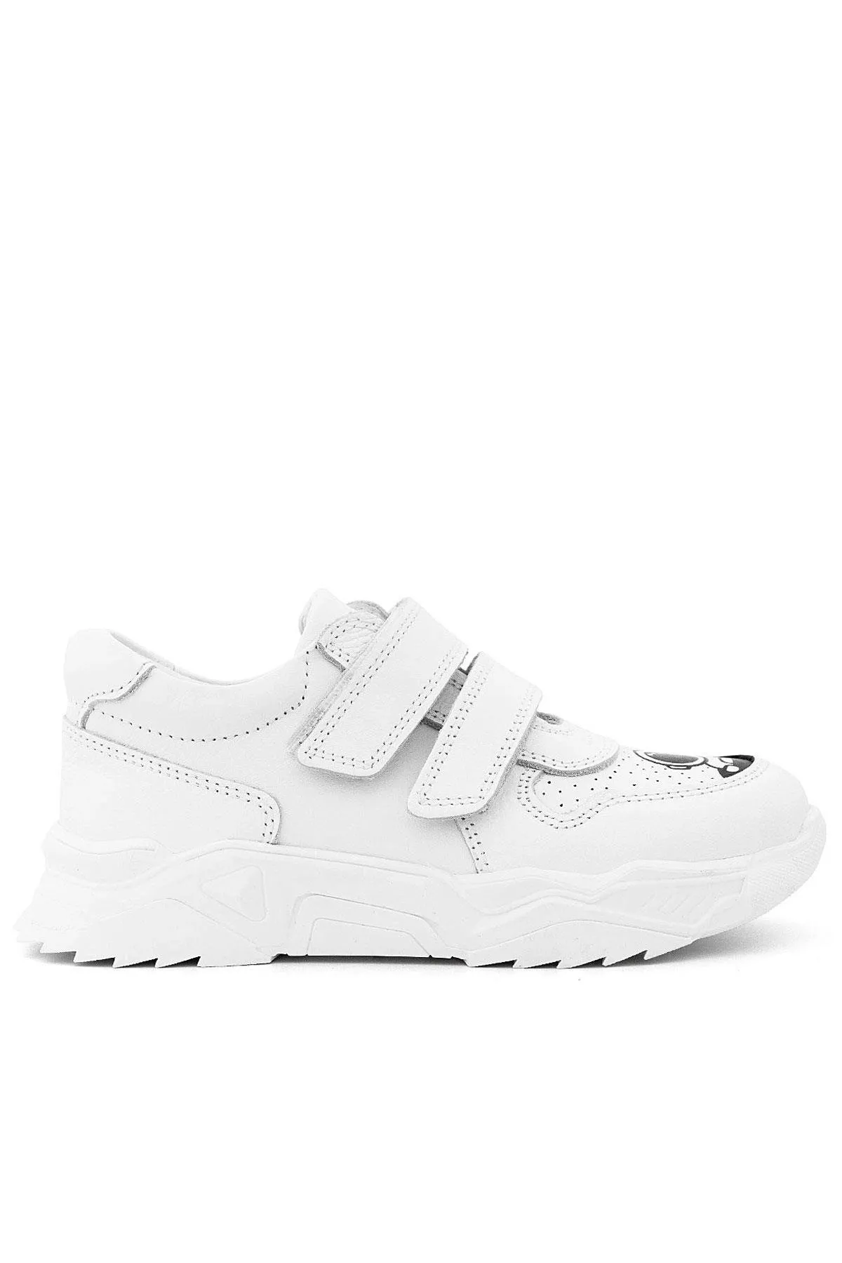 Tbons Özel Tasarım Hakiki Deri Beyaz Kız Çocuk Sneakers Ayakkabı
