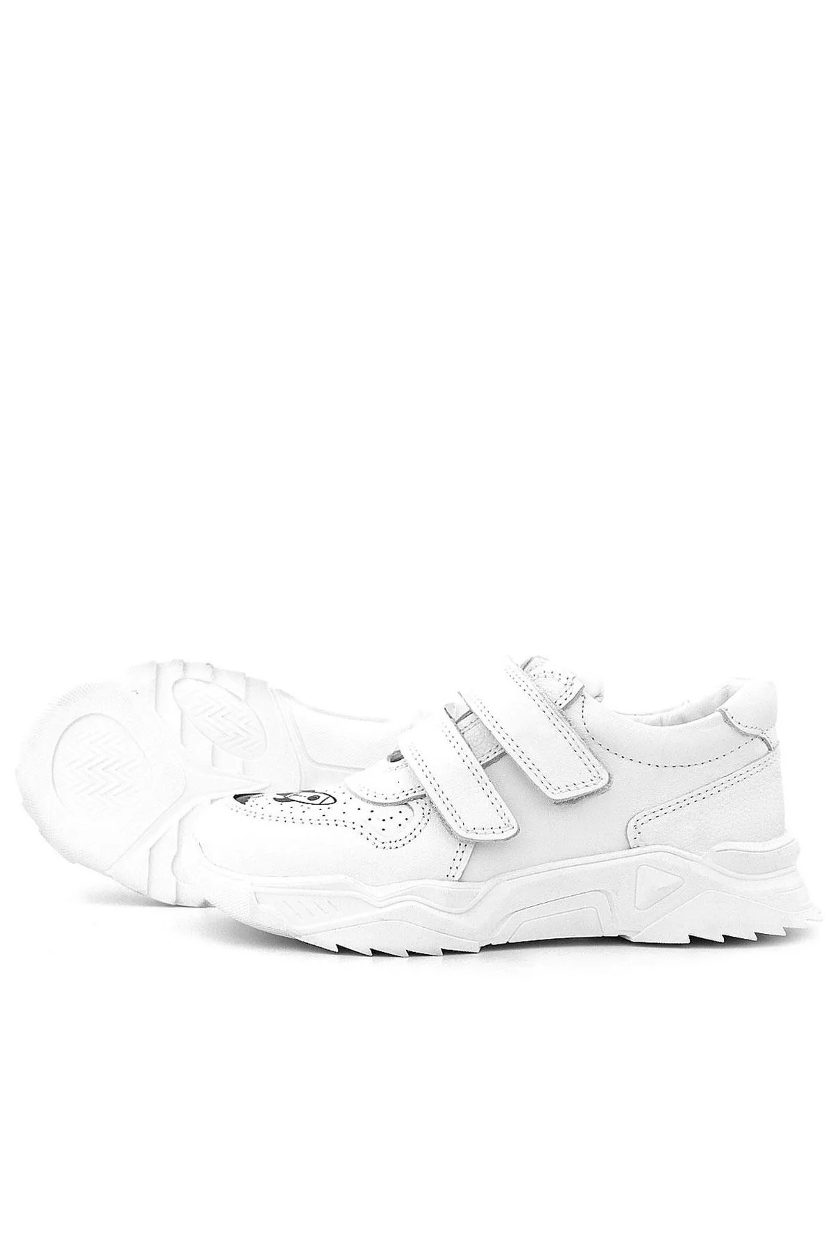 Tbons Özel Tasarım Hakiki Deri Beyaz Kız Çocuk Sneakers Ayakkabı