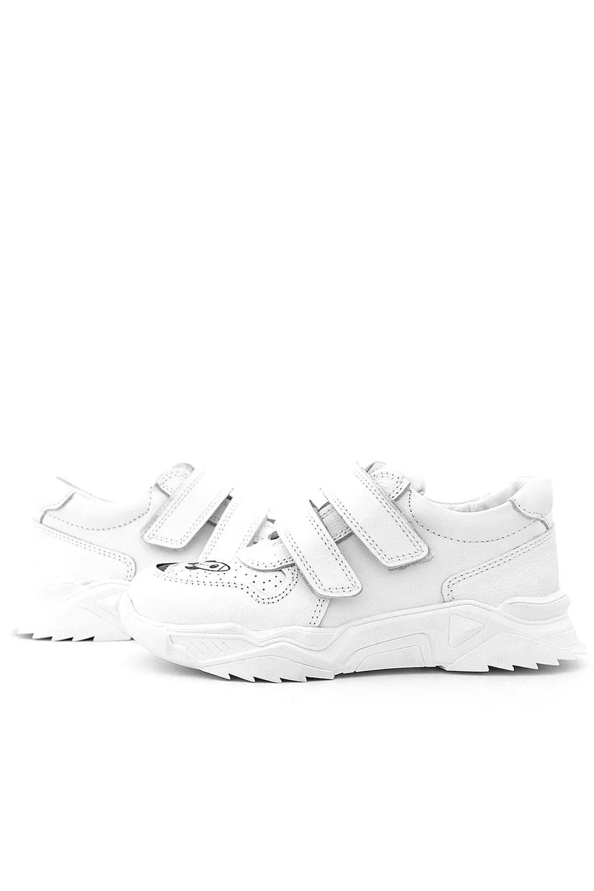 Tbons Özel Tasarım Hakiki Deri Beyaz Kız Çocuk Sneakers Ayakkabı