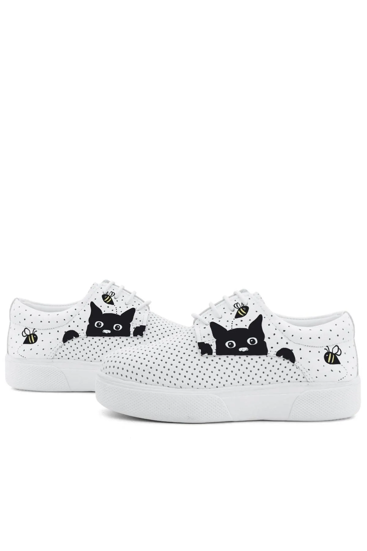 Tbons Özel Tasarım Hakiki Deri Beyaz Lastikli Çocuk Günlük Ayakkabı