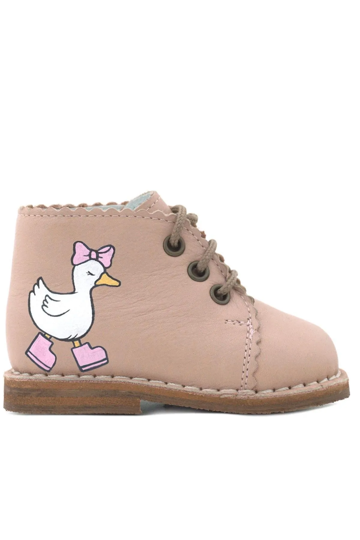 Tbons Özel Tasarım Handmade Hakiki Deri Pudra Kız Bebek Bot