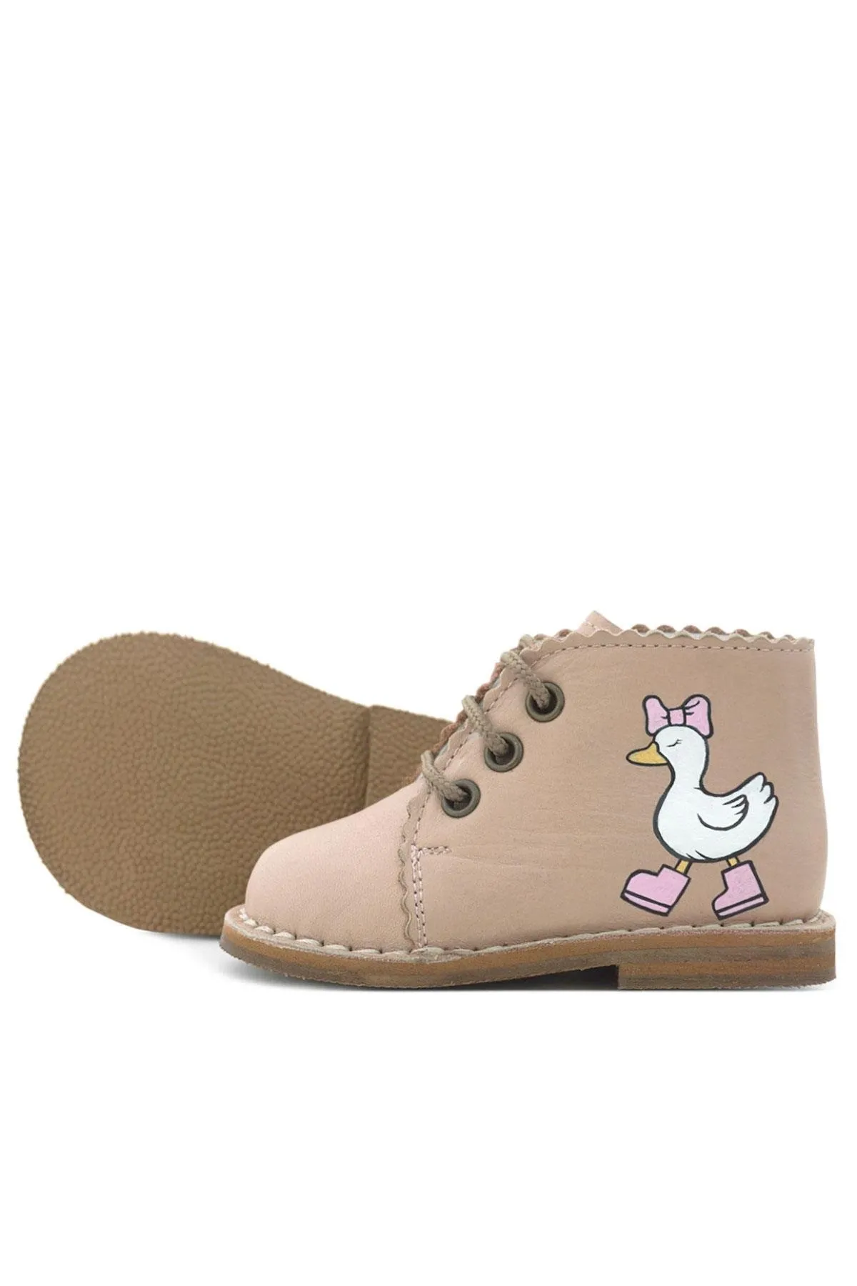 Tbons Özel Tasarım Handmade Hakiki Deri Pudra Kız Bebek Bot