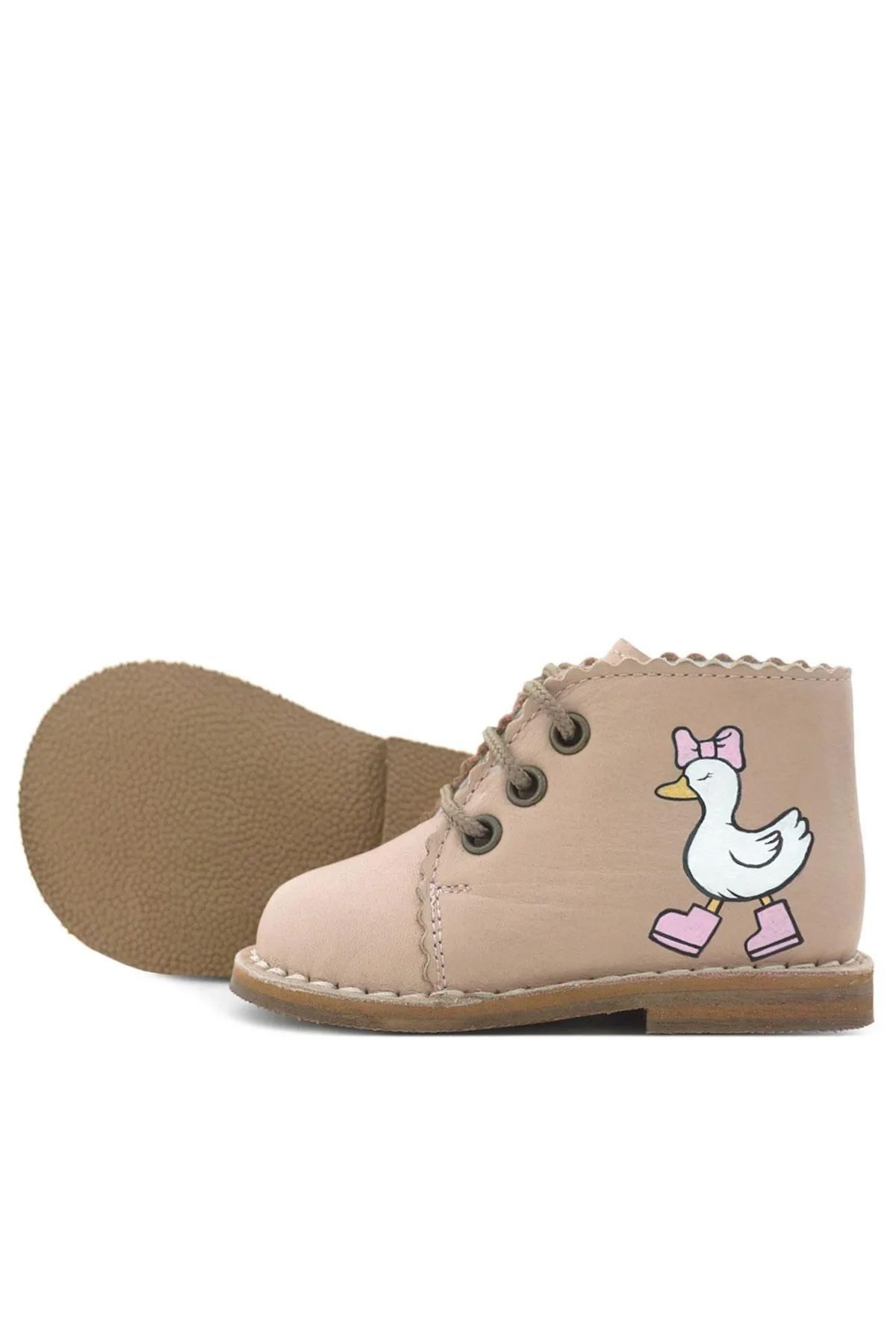 Tbons Özel Tasarım Handmade Hakiki Deri Pudra Kız Bebek Bot