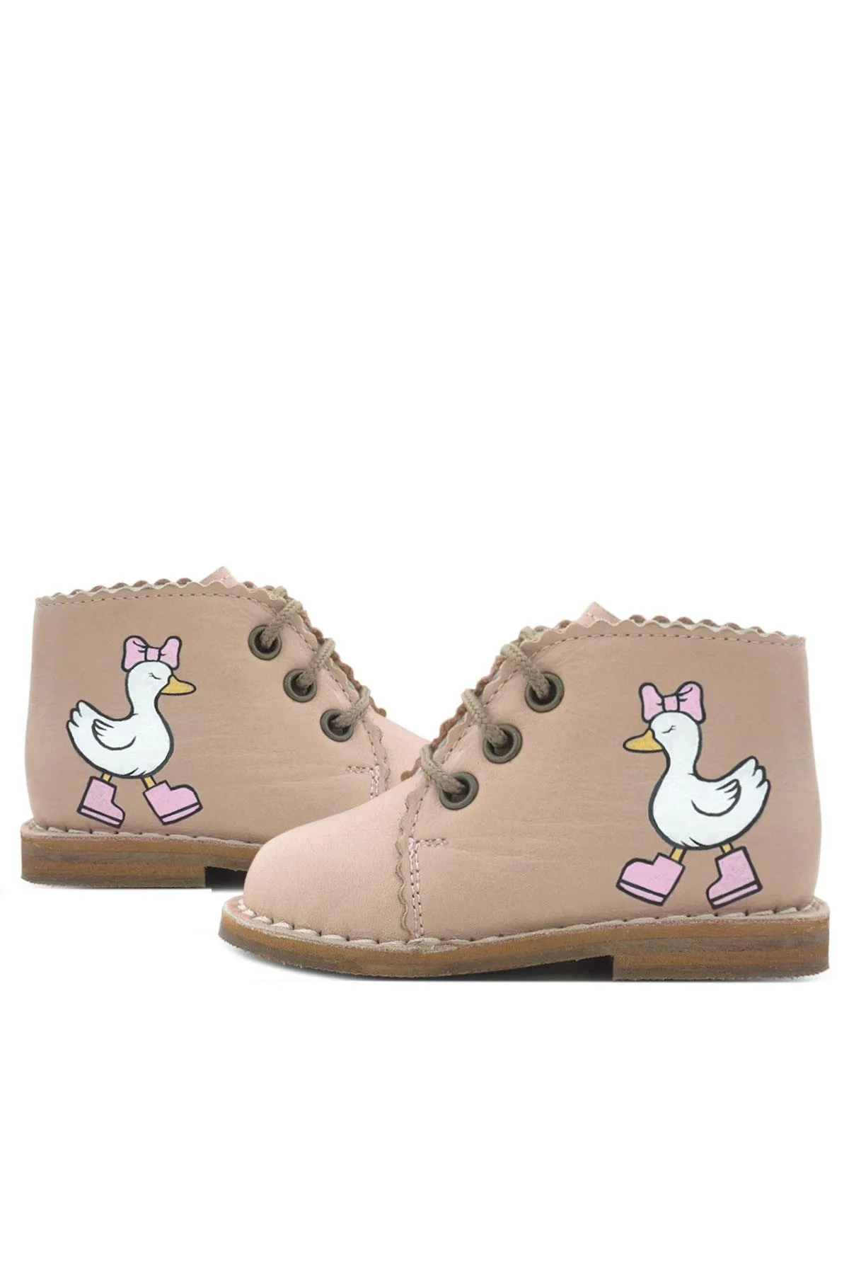 Tbons Özel Tasarım Handmade Hakiki Deri Pudra Kız Bebek Bot