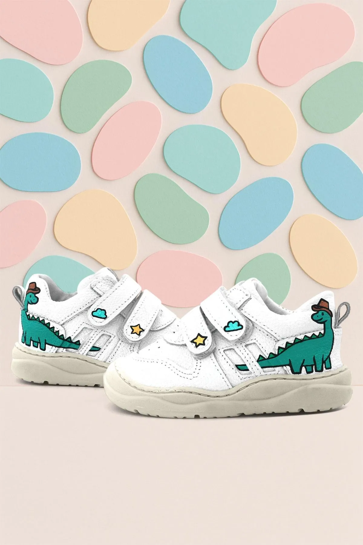 Tbons Özel Tasarım Schaggy Hakiki Deri Beyaz Bebek Spor Ayakkabı