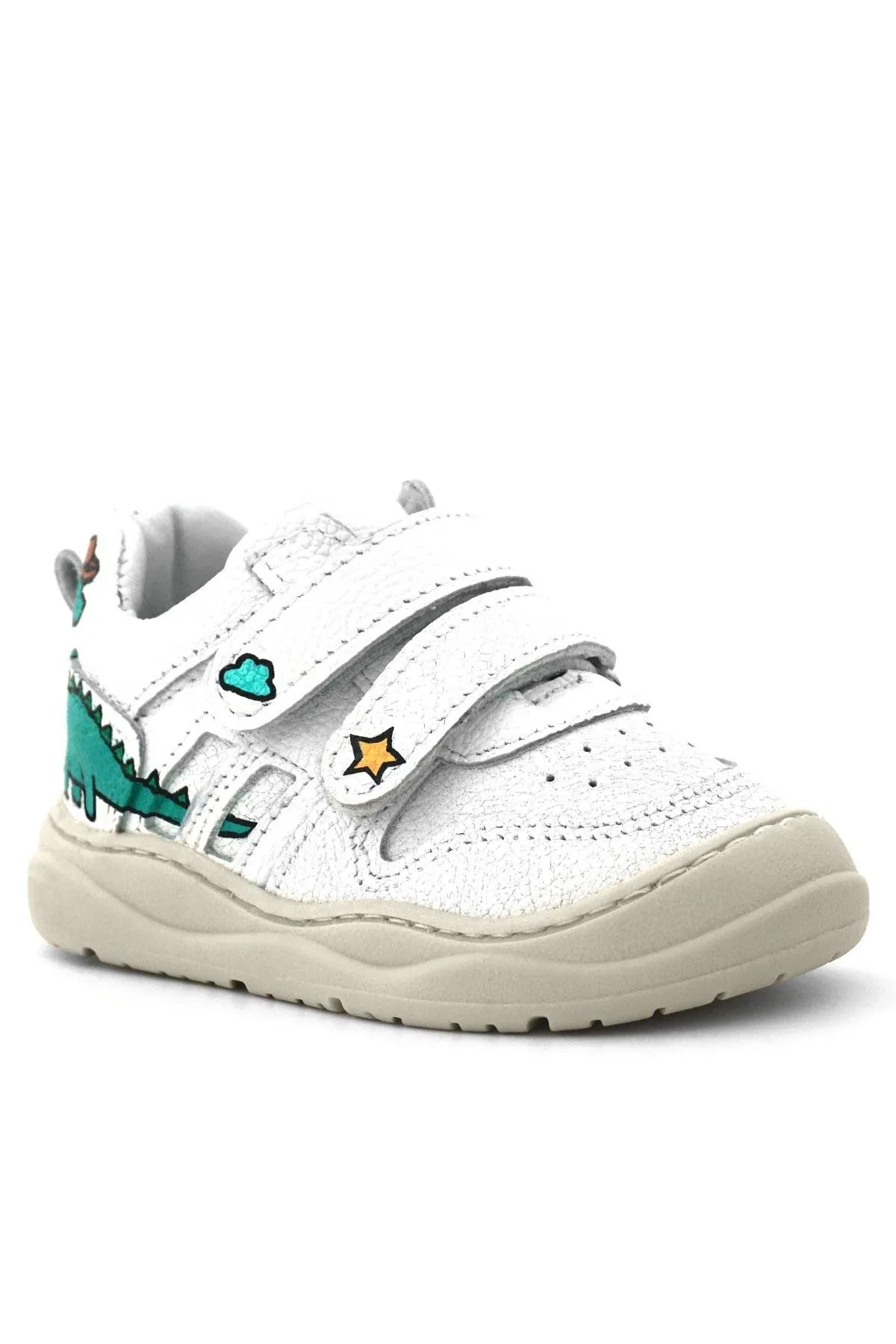 Tbons Özel Tasarım Schaggy Hakiki Deri Beyaz Bebek Spor Ayakkabı