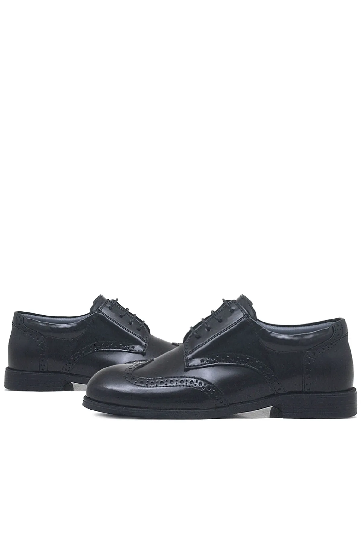 Titan Hakiki Deri Siyah Rugan Klasik Erkek Çocuk Ayakkabı