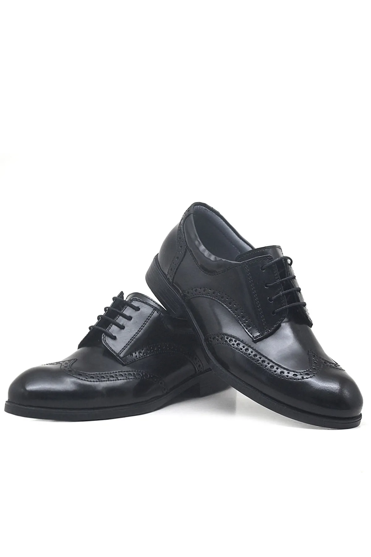 Titan Hakiki Deri Siyah Rugan Klasik Erkek Çocuk Ayakkabı