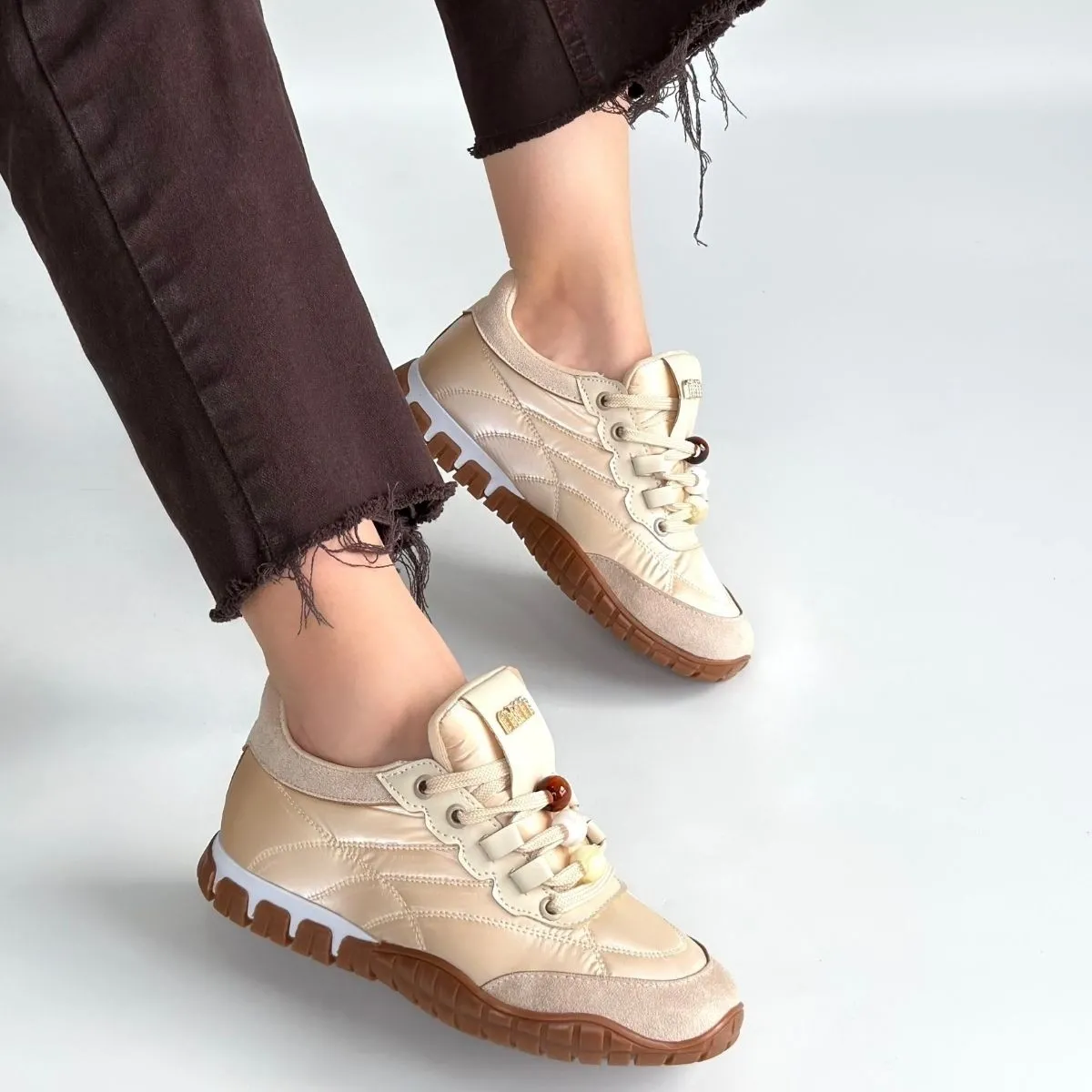 Tues Bej Nubuk Bağcıklı Spor Ayakkabı