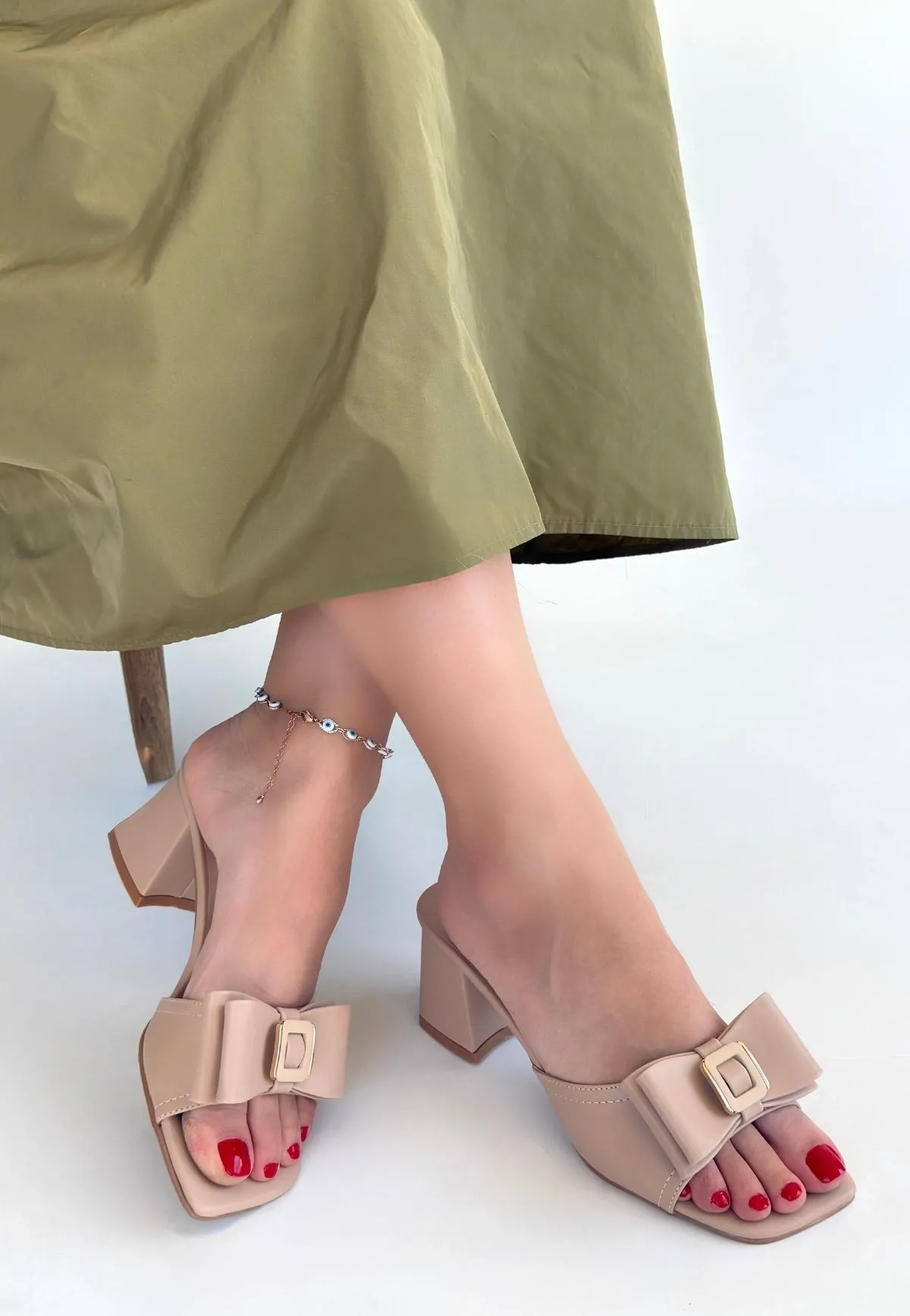 Veor Nude Cilt Topuklu Terlik