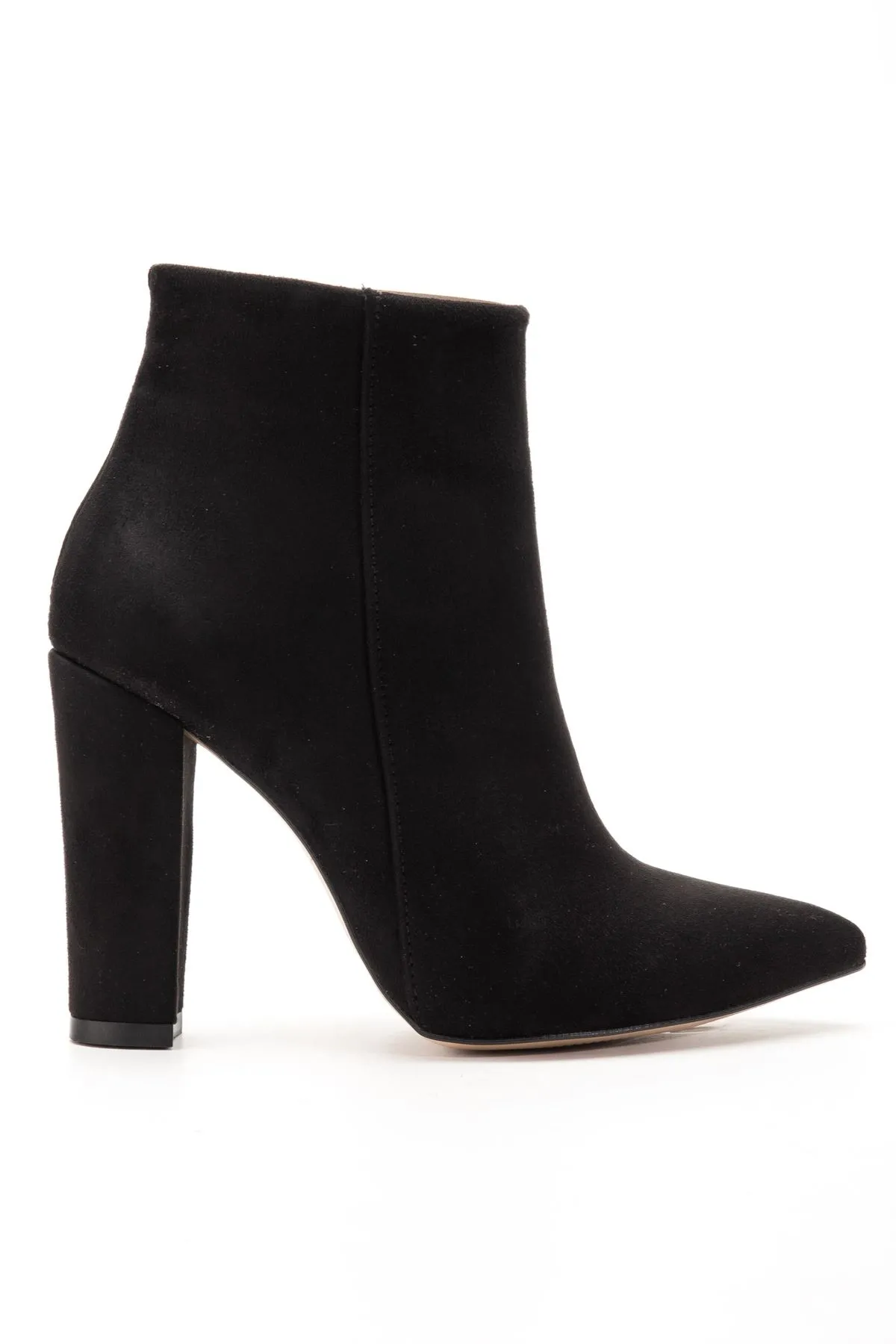 Vrt-4801 Siyah Süet Yüksek Kalın Topuklu Fermuarlı Kadın Bot