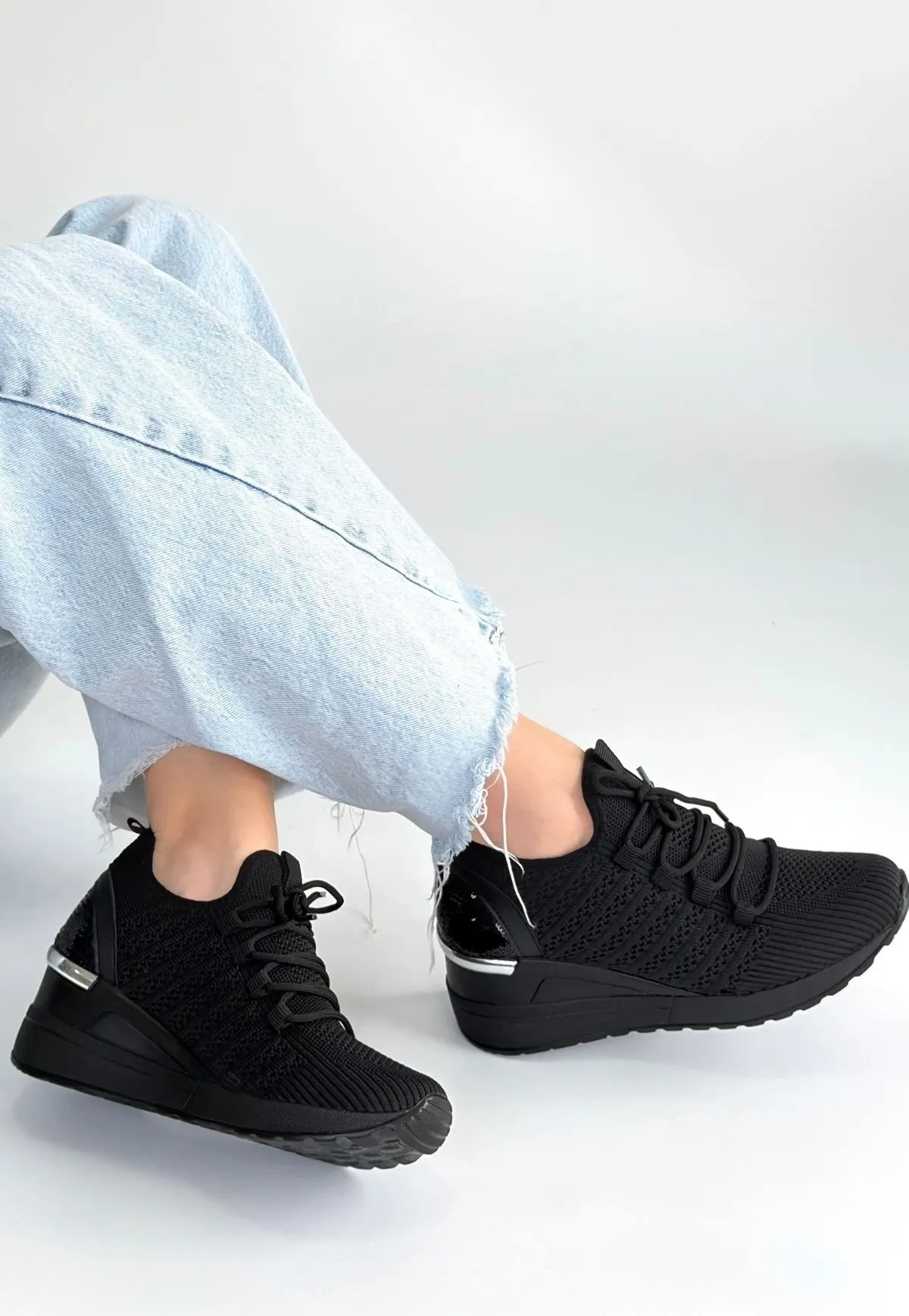 Weor Siyah Triko Bağcıklı Spor Ayakkabı