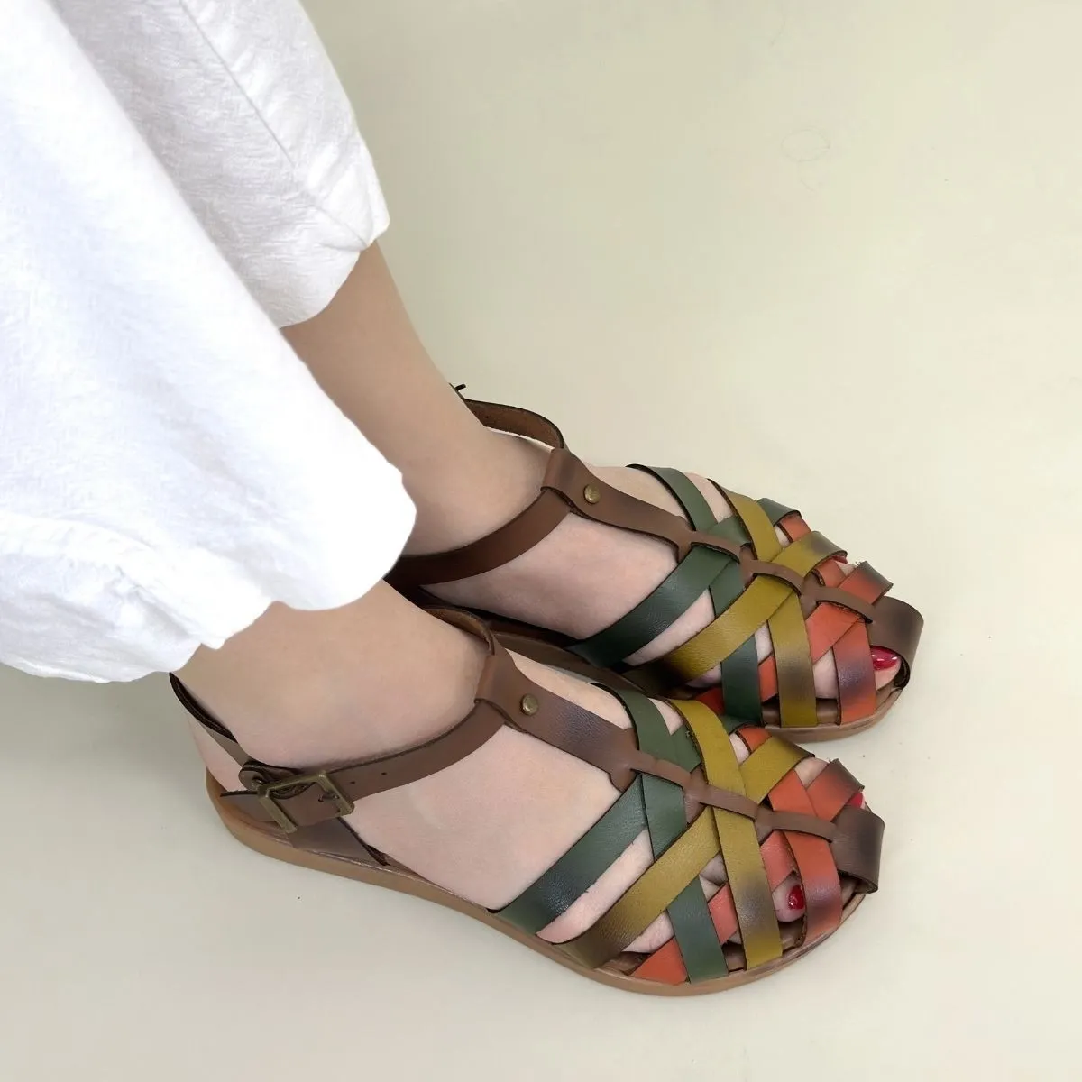 Woji Taba Deri Kemerli Sandalet