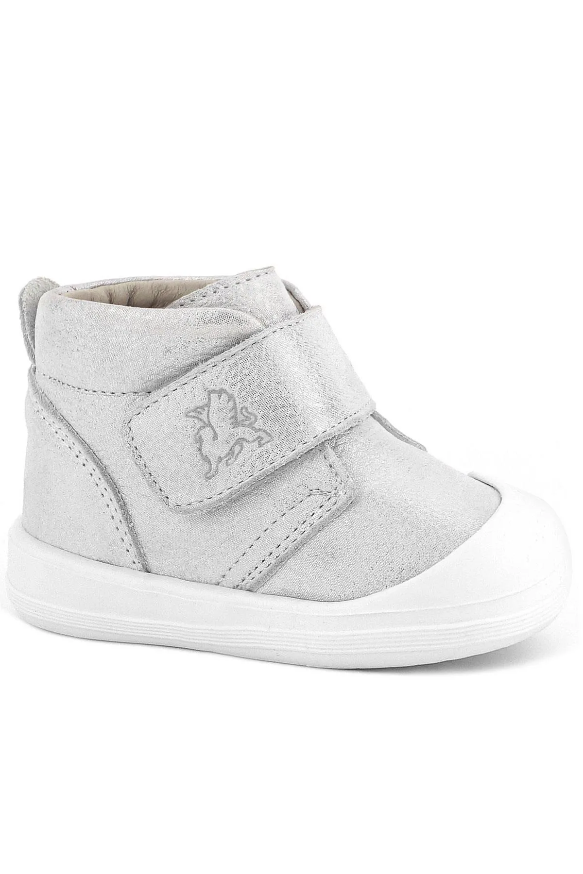 Yoohoo Hakiki Deri Beyaz Simli Cırtlı Unisex Bebek Bot