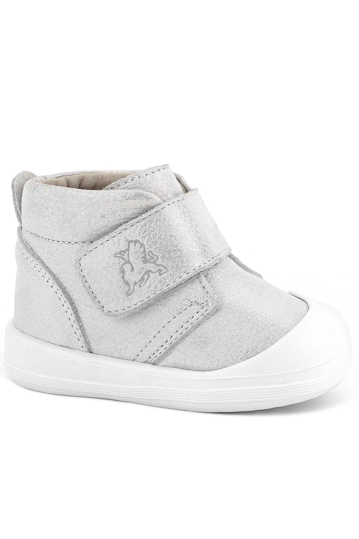 Yoohoo Hakiki Deri Beyaz Simli Cırtlı Unisex Bebek Bot