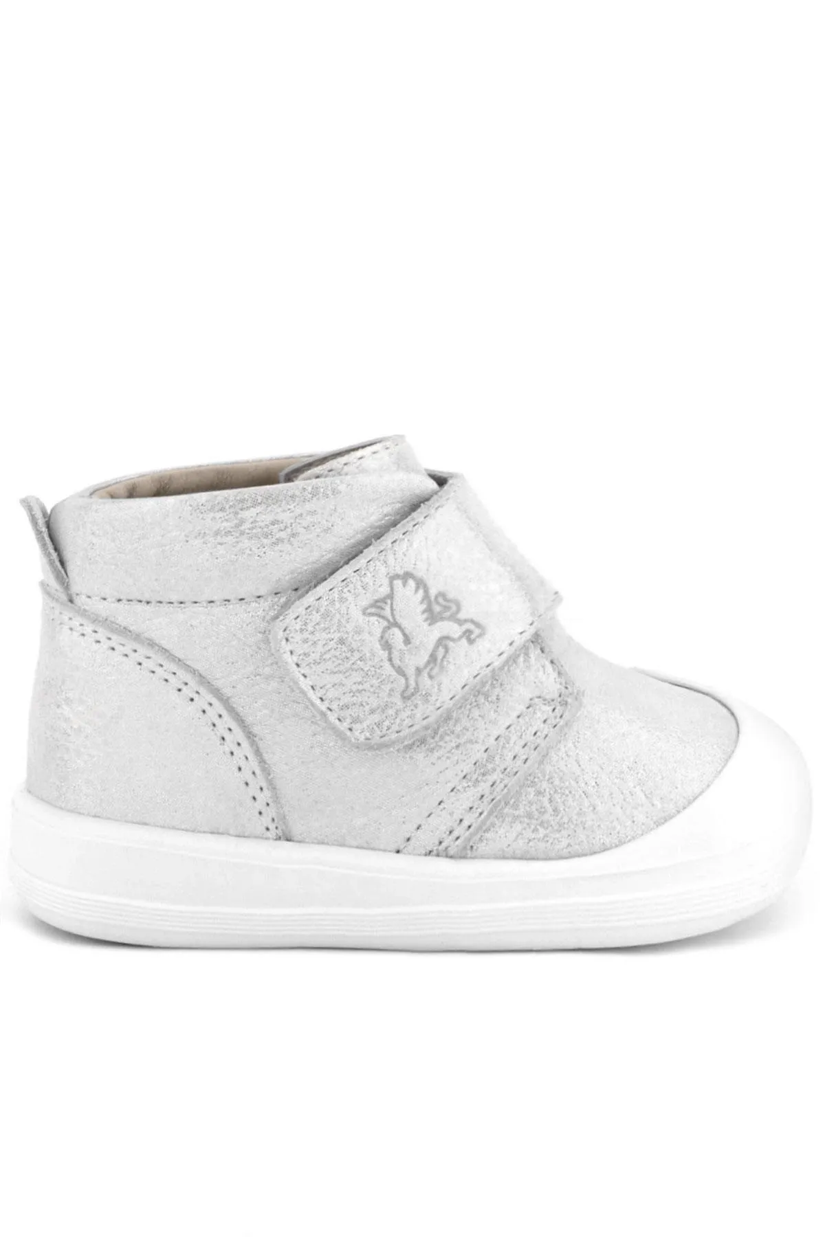 Yoohoo Hakiki Deri Beyaz Simli Cırtlı Unisex Bebek Bot