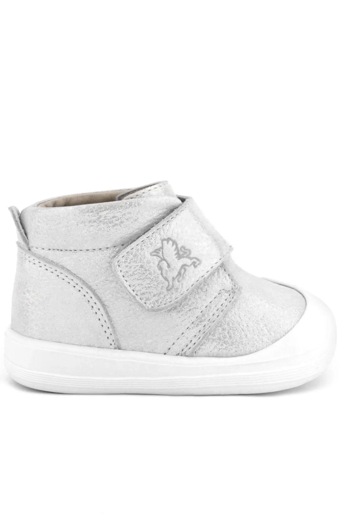 Yoohoo Hakiki Deri Beyaz Simli Cırtlı Unisex Bebek Bot