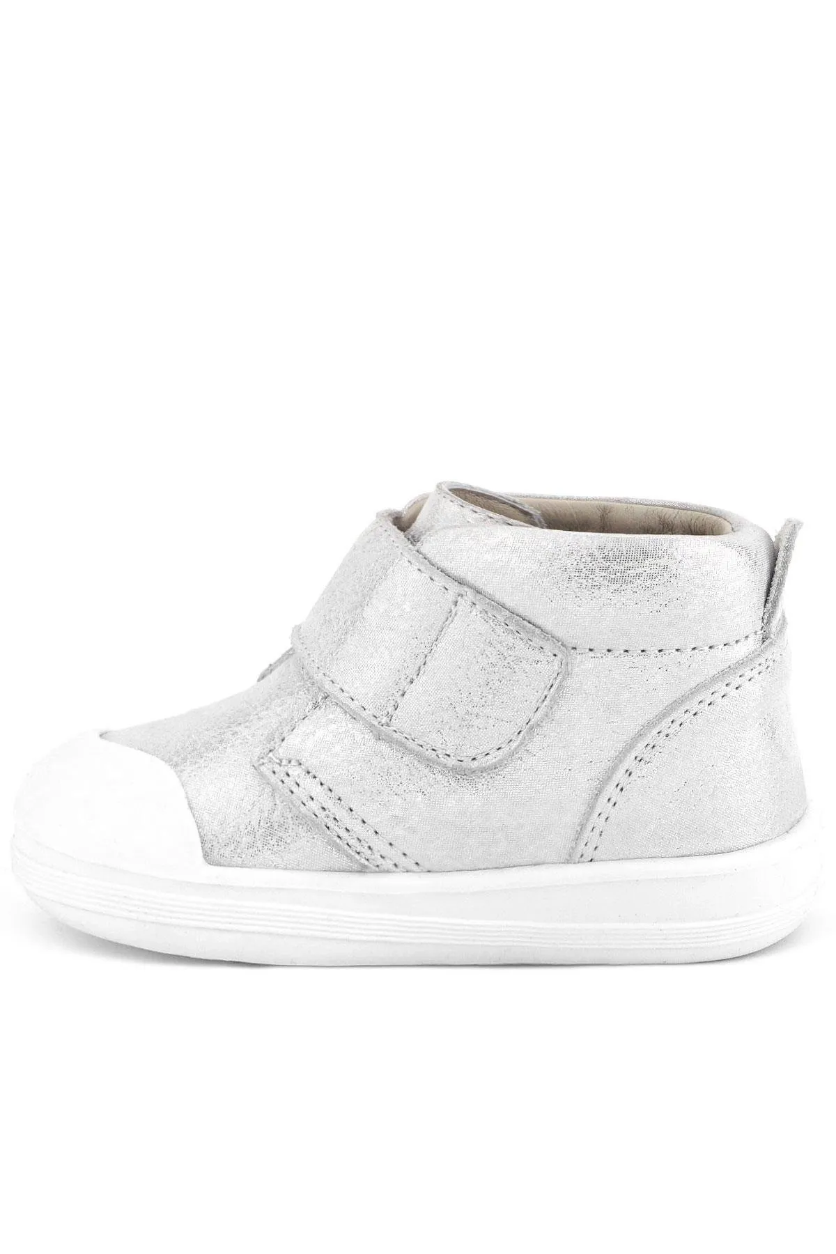 Yoohoo Hakiki Deri Beyaz Simli Cırtlı Unisex Bebek Bot