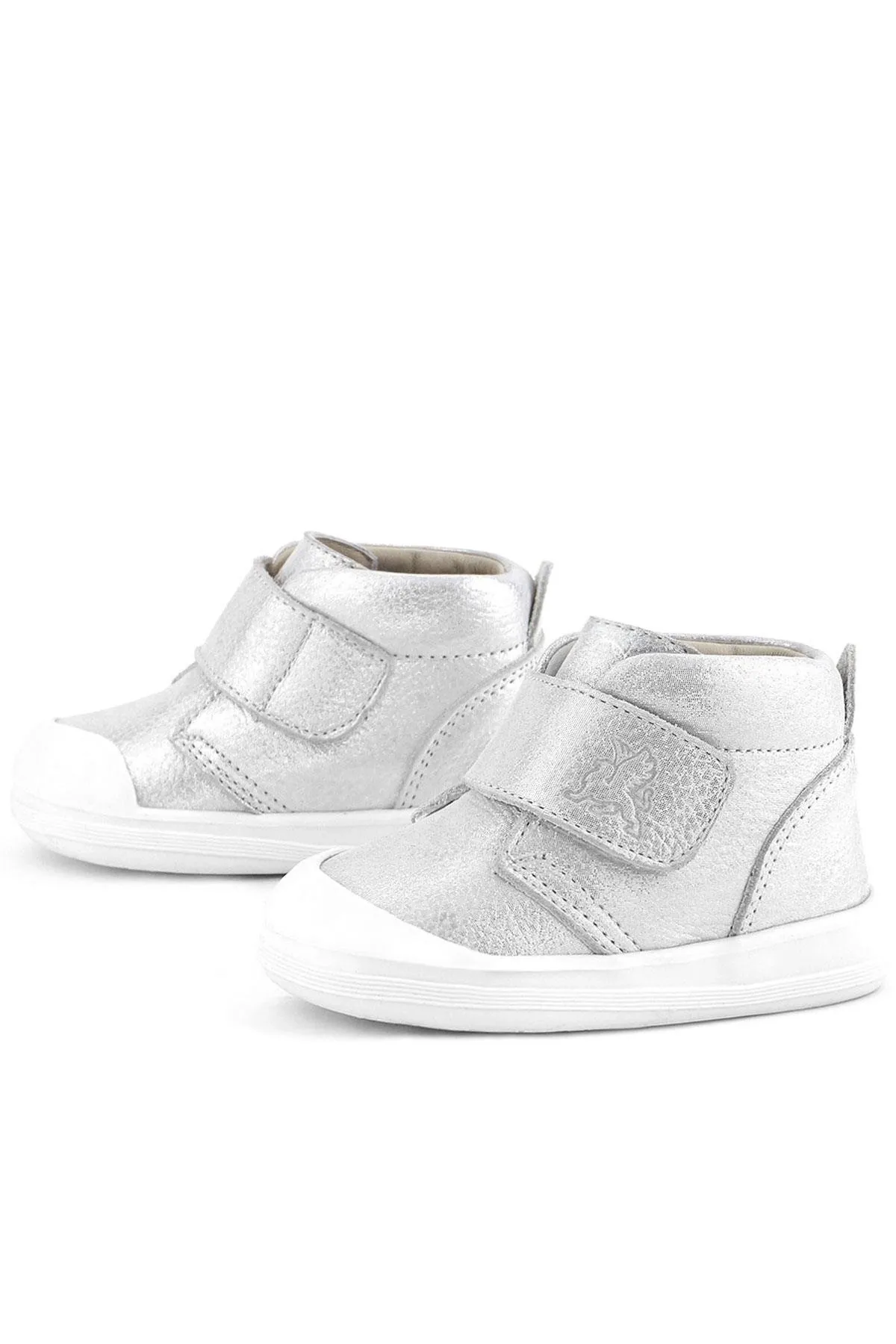 Yoohoo Hakiki Deri Beyaz Simli Cırtlı Unisex Bebek Bot