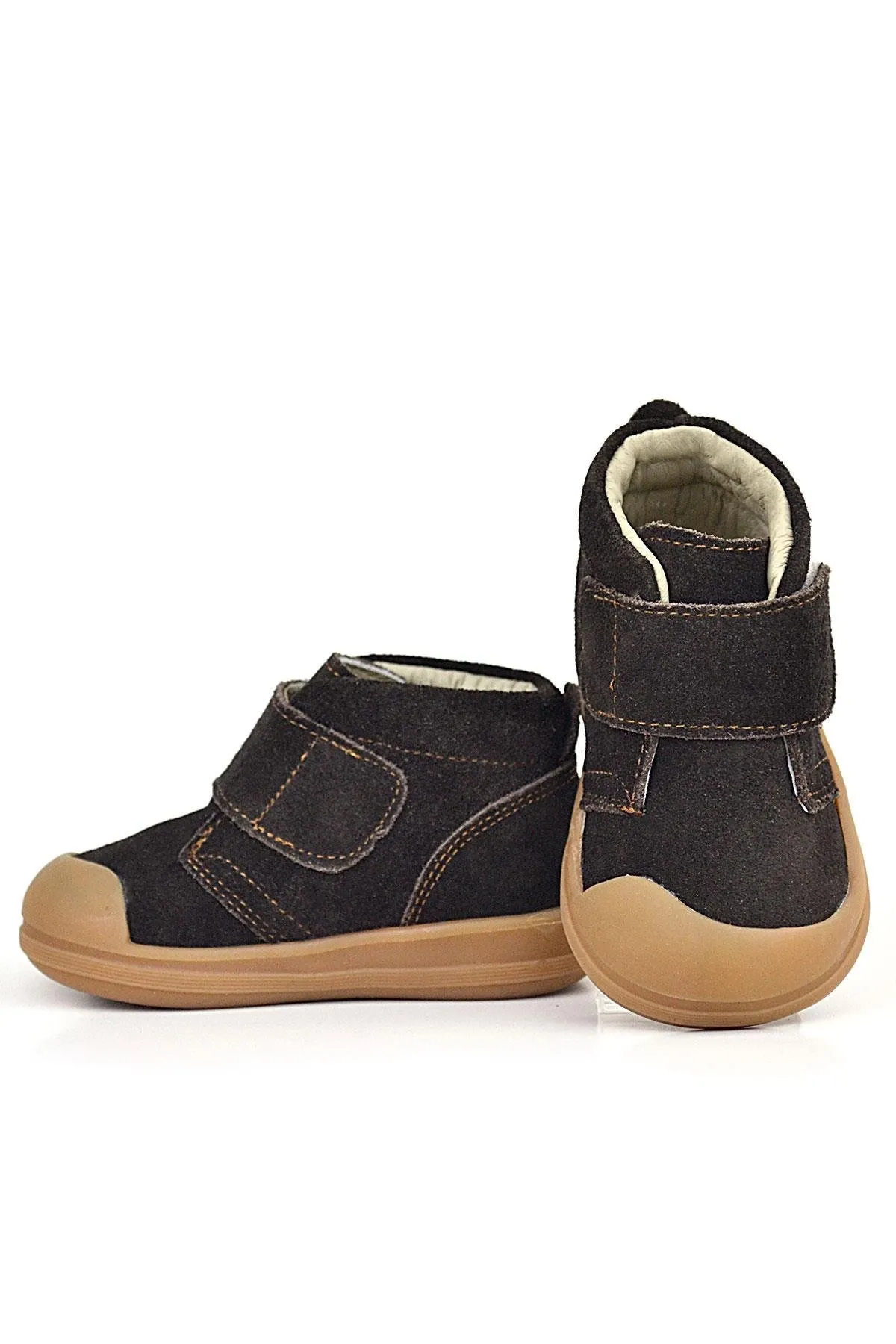 Yoohoo Hakiki Deri Kahverengi Cırtlı Unisex Bebek Bot