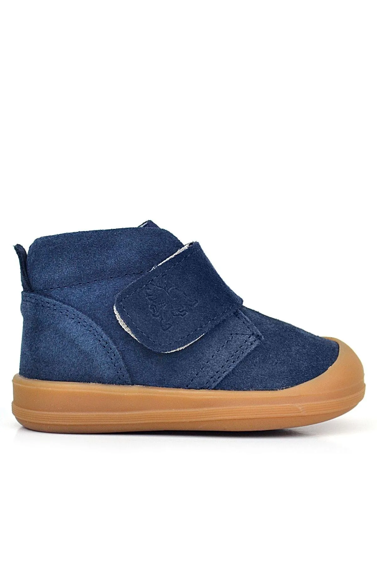 Yoohoo Hakiki Deri Koyu Lacivert Cırtlı Unisex Bebek Bot