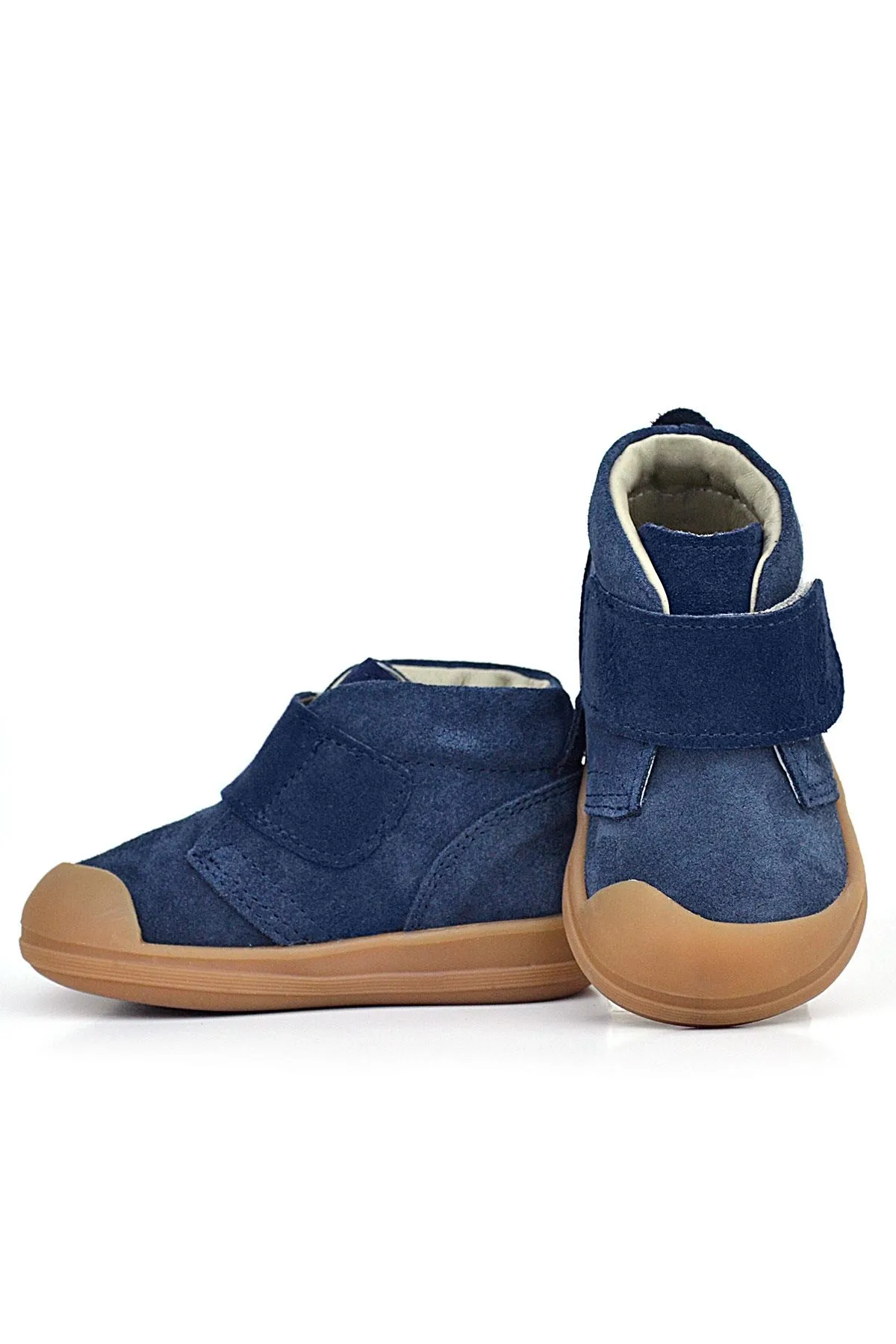 Yoohoo Hakiki Deri Koyu Lacivert Cırtlı Unisex Bebek Bot