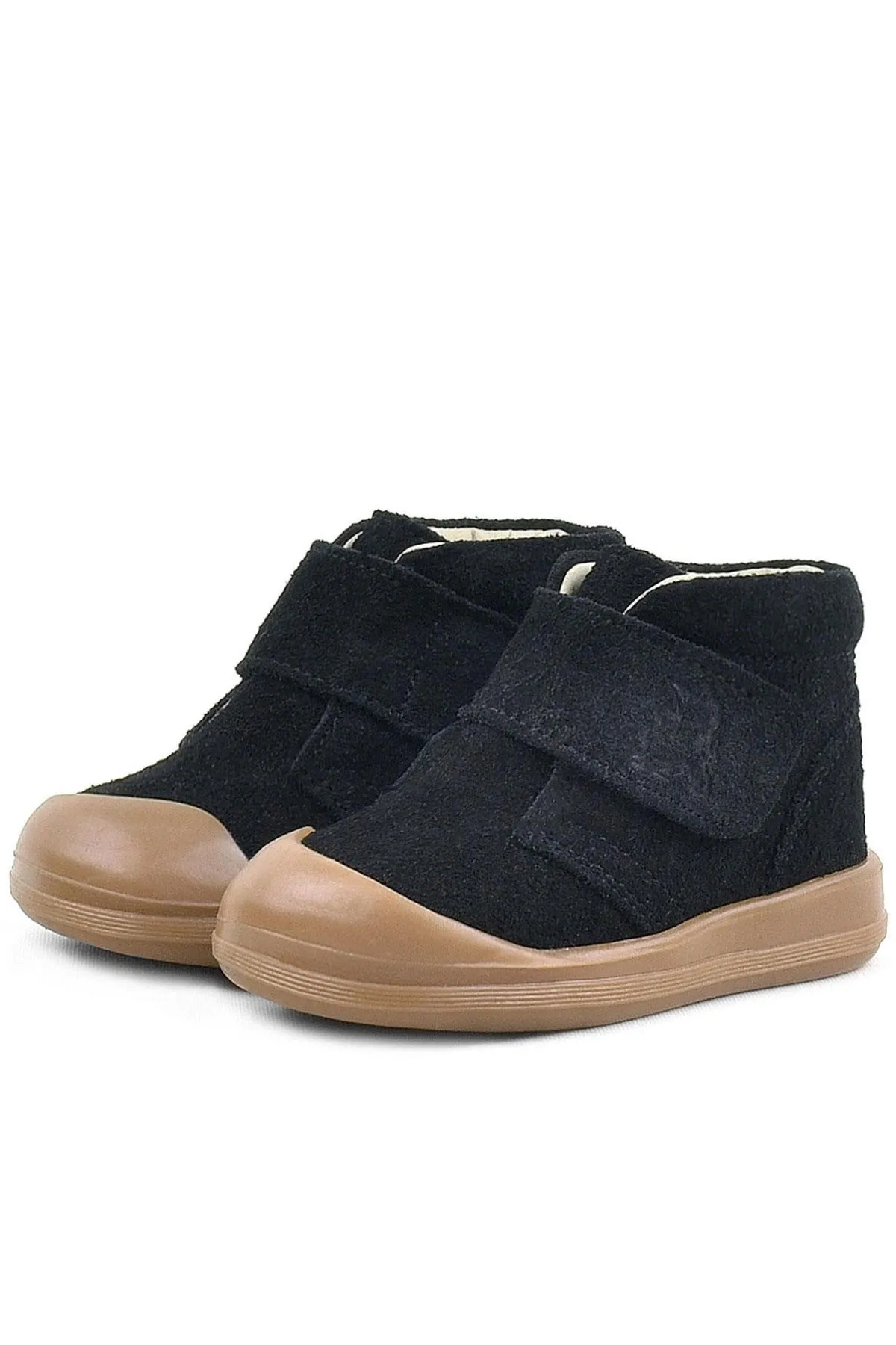 Yoohoo Hakiki Deri Siyah Cırtlı Unisex Bebek Bot