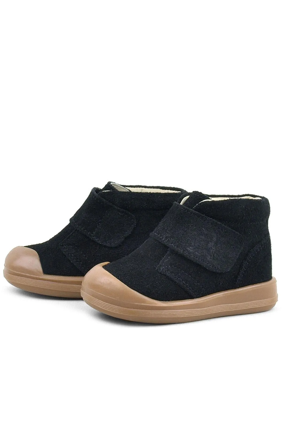 Yoohoo Hakiki Deri Siyah Cırtlı Unisex Bebek Bot