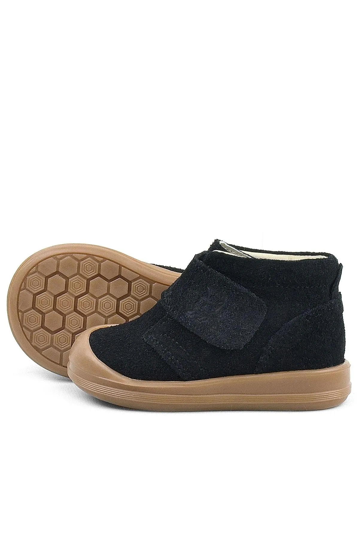 Yoohoo Hakiki Deri Siyah Cırtlı Unisex Bebek Bot