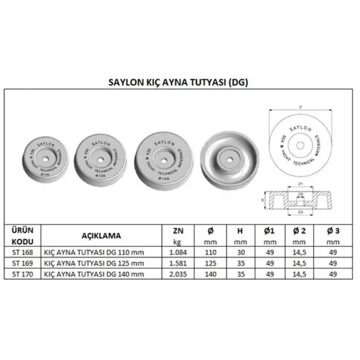 Kıç Ayna Tutyası DG 125 mm