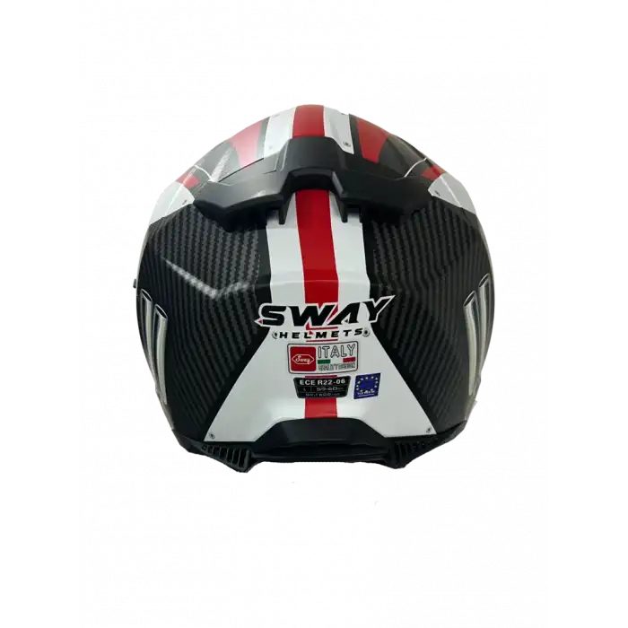 SWAY 865 FULL FACE ENGINE WHITE RED Large