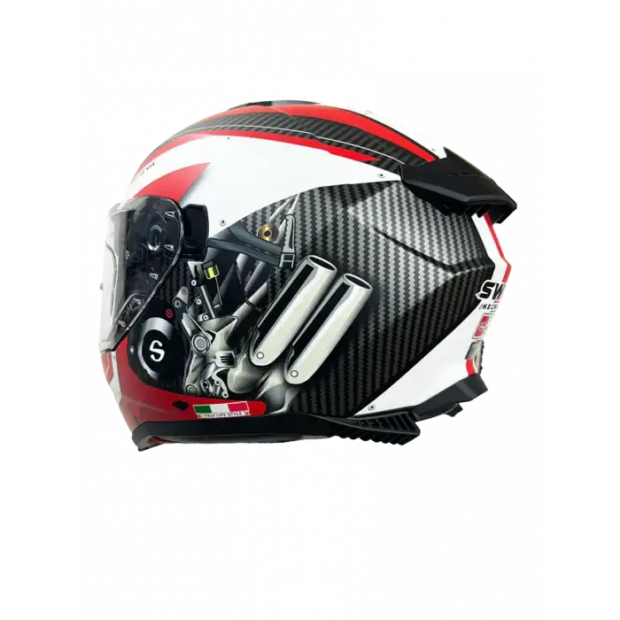 SWAY 865 FULL FACE ENGINE WHITE RED Medium
