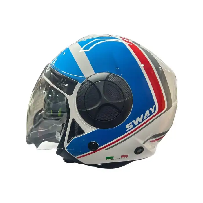 SWAY SW 737 OPEN FACE DOUBLE WHITE BLUE extra large