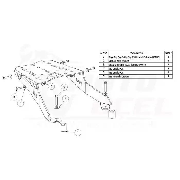 TVS JUPİTER 125 TOPCASE ÇANTA TAKMA DEMİRİ (2022-2024)