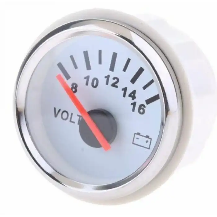 Voltmetre Gösterge Beyaz Marin Renkli Aydınlatma 52mm